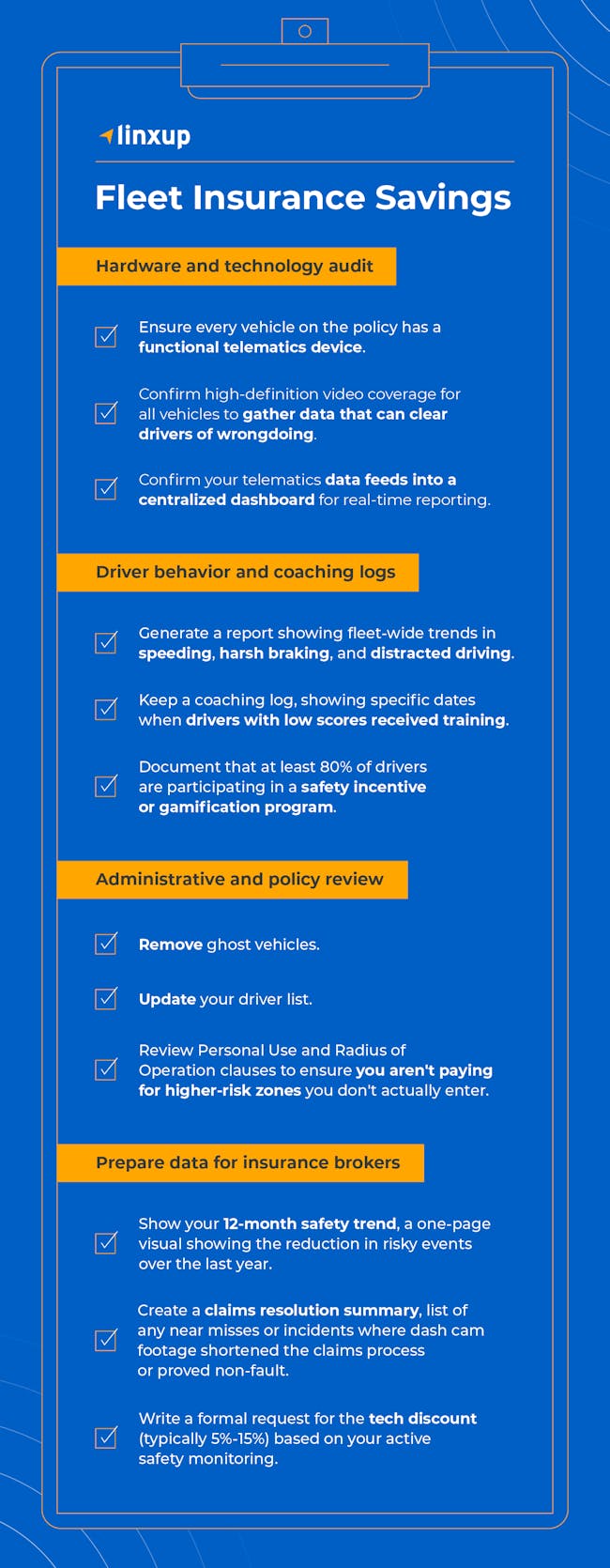 Fleet insurance savings checklist