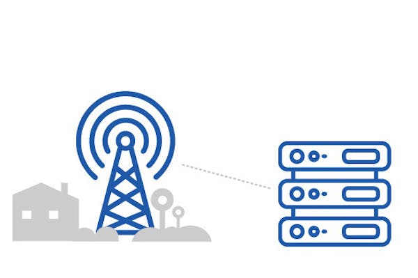 cellular data is forwarded to servers