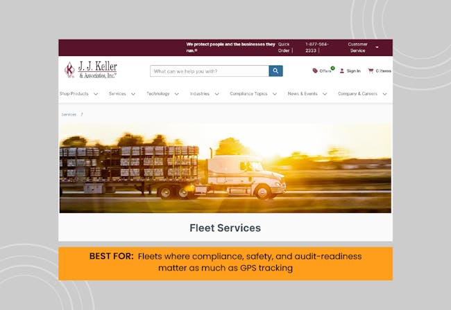 A screenshot of the homepage for JJ Keller.