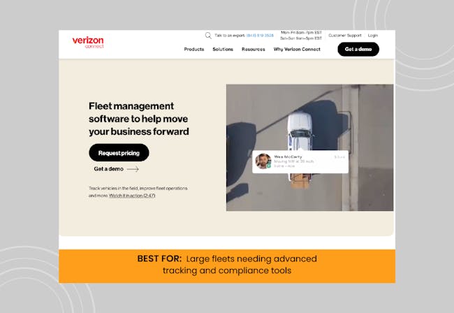 A screenshot of the homepage for Verizon Connect.