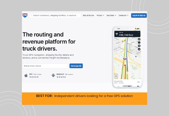 A screenshot of the homepage for TruckMap.